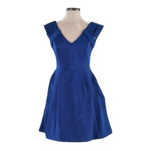 Nanette Lepore Blue Lines Dress 4 Cobalt Strappy Back Fit & Flare RTR MSRP $398